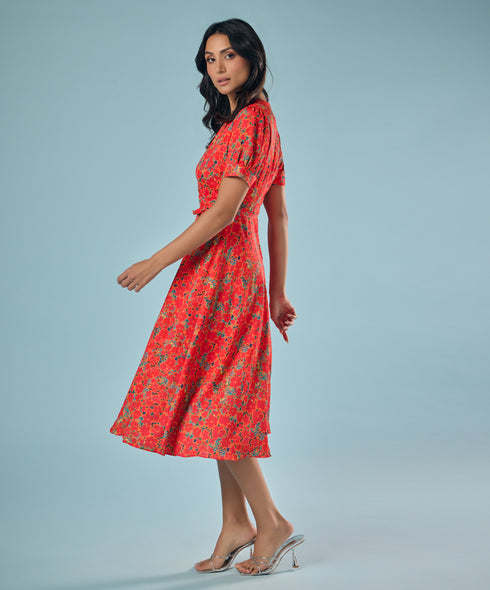 Vneck Chiffon Vintage Summer Dress